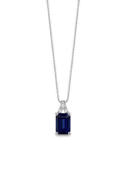 Necklace Donna Oro Woman in White Gold Zaffiri+Diamanti 1.00 Ct LPZ12488-002 - LPZ12488-002